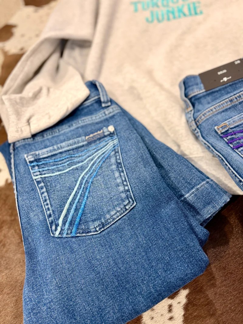 7FAM BLUES STITCH DOJOS - 34” inseam (1ZD)