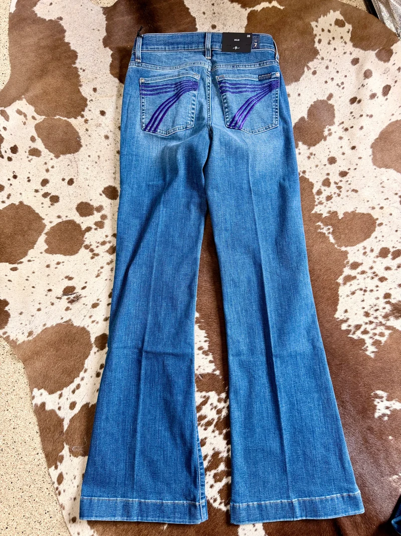 7FAM PURPLE STITCH DOJOS - 34” inseam