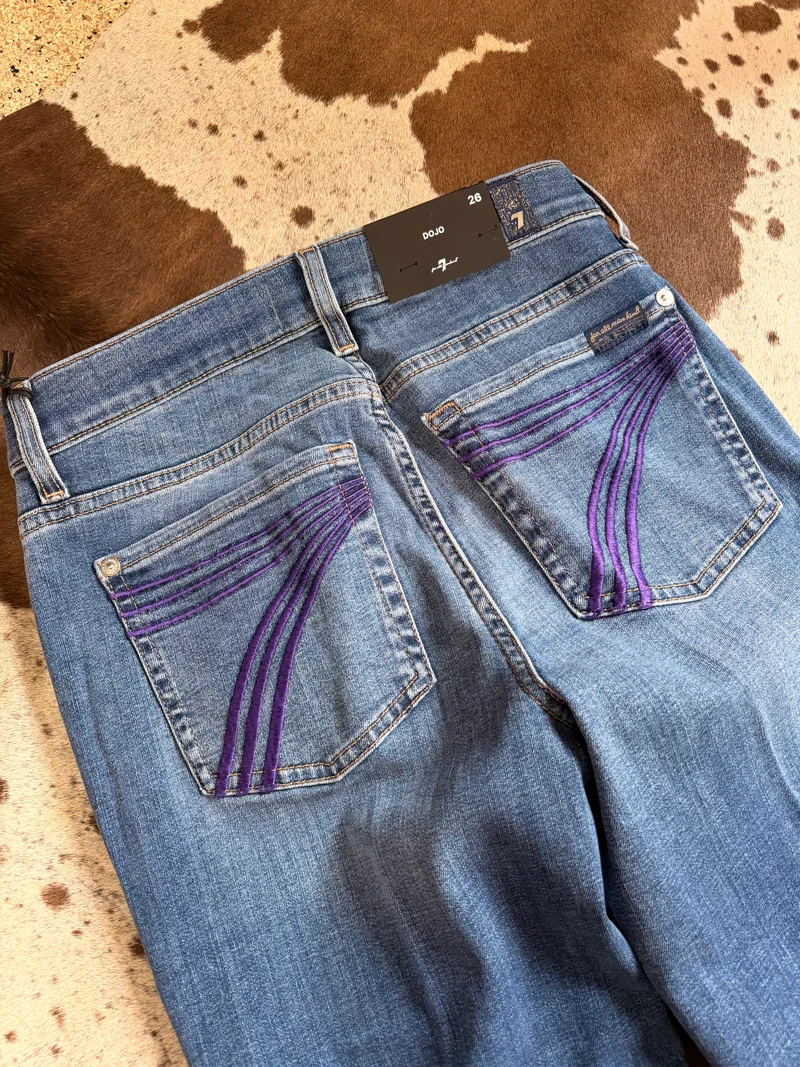 7FAM PURPLE STITCH DOJOS - 34” inseam