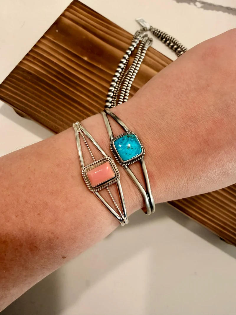 Navajo Made Rectangle Stone Bracelets