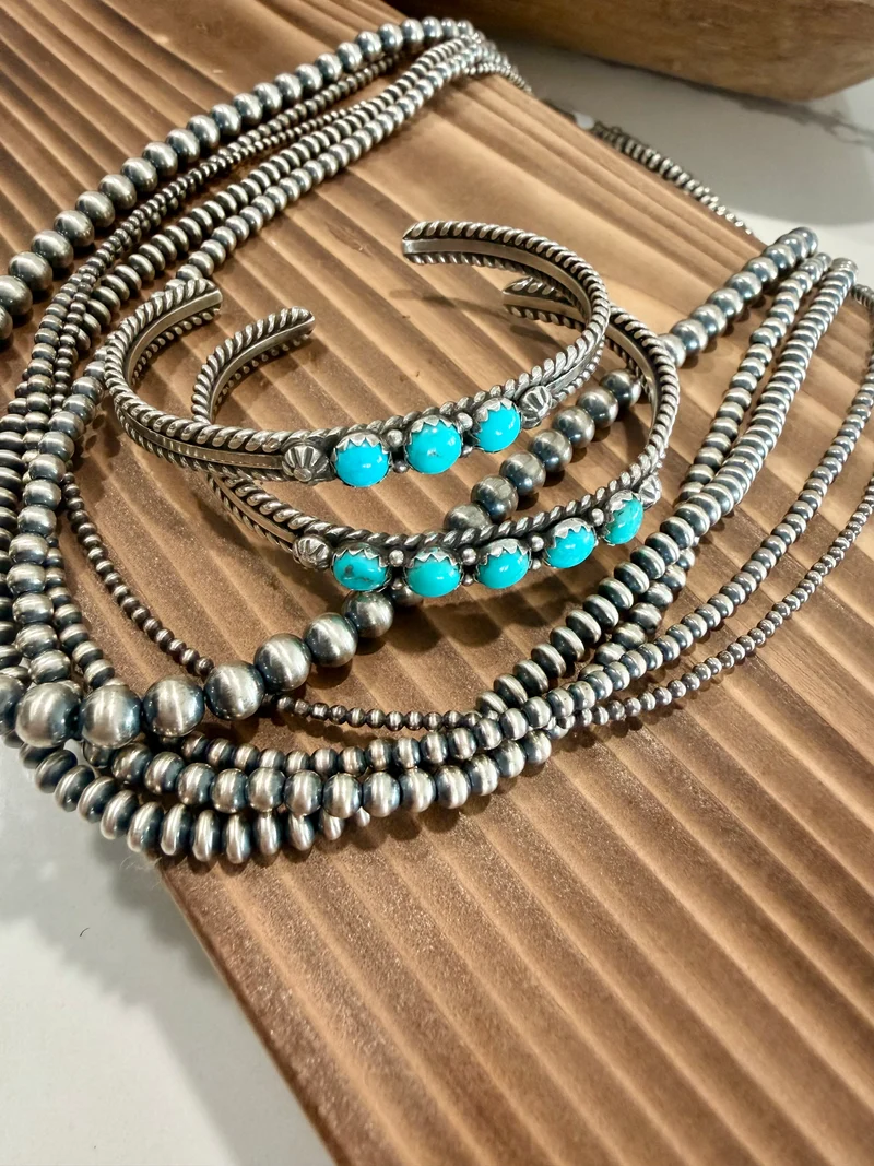 Navajo Made Kingman Turquoise Multi Stone Bracelets
