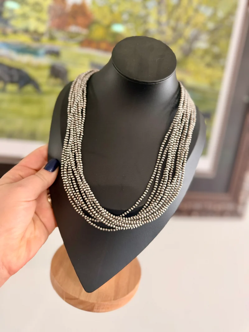 20” 10 Strand Sterling Silver Pearl Necklace