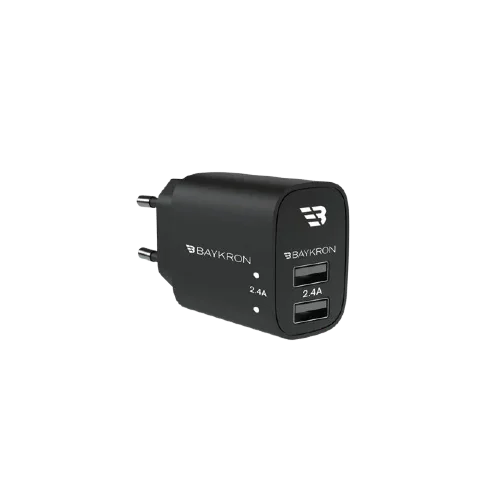 Baykron 12W Wall Charger with Dual 2.4A USB Ports - Black
