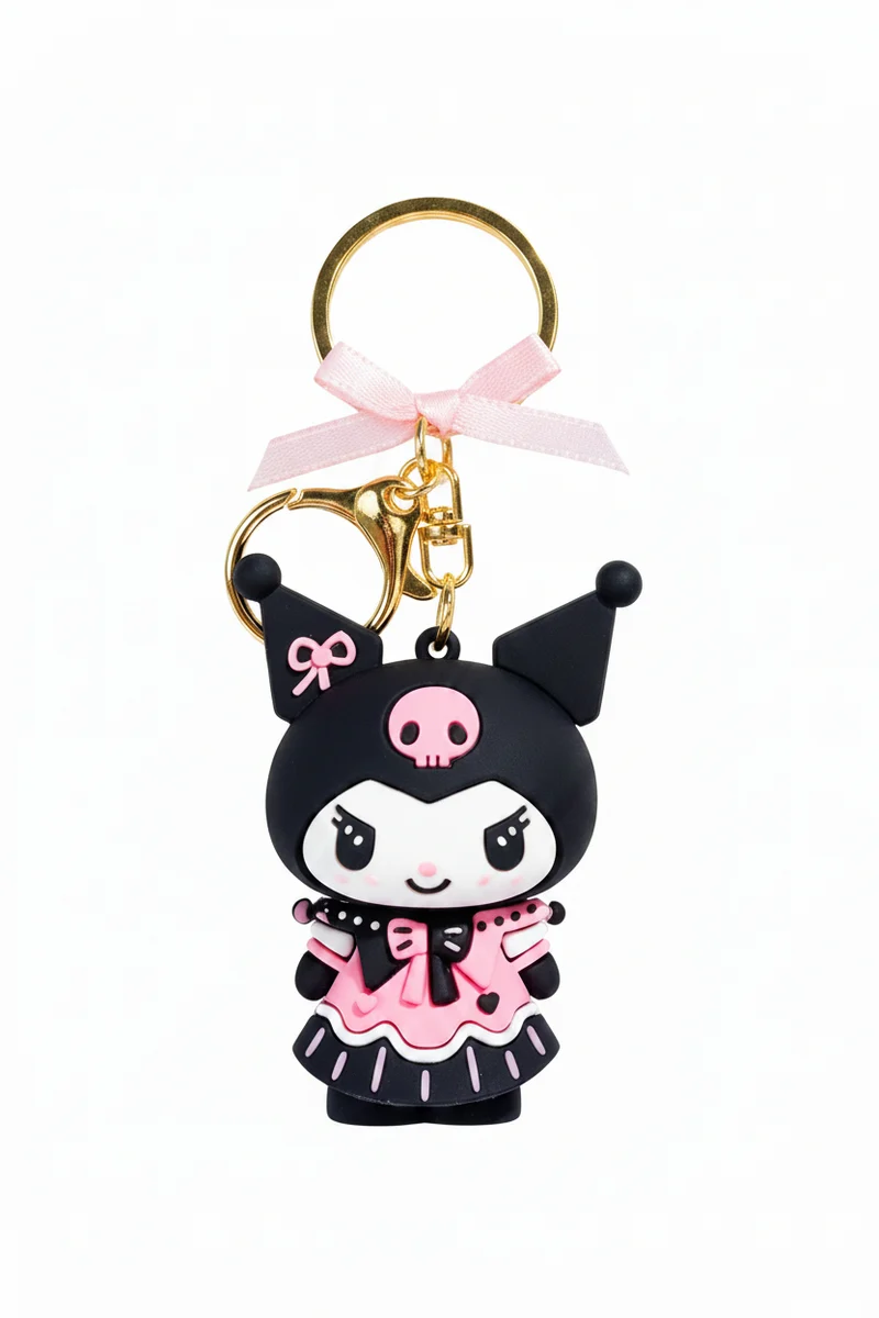 Portachiavi Kuromi Hello Kitty Kuromi Vestito Rosa Nero