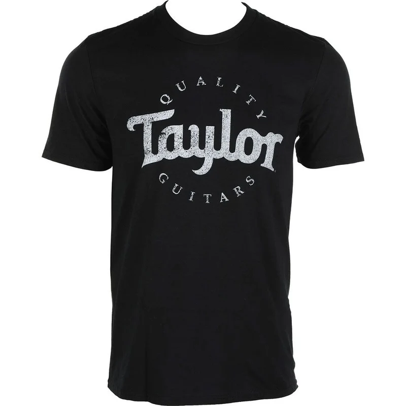Taylor Mens Distressed Logo T (Black w/ White Distressed Logo) - Large