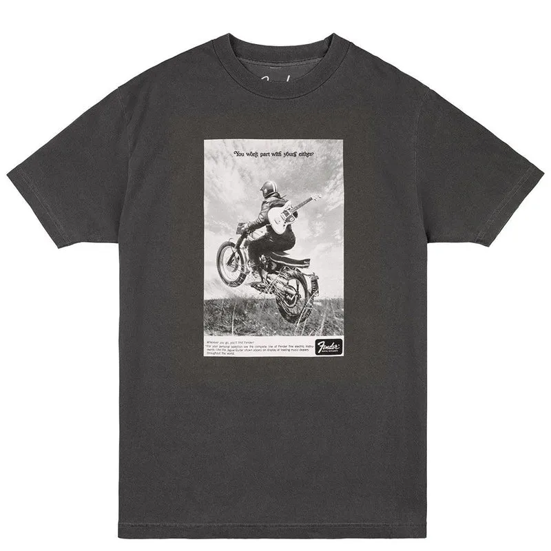 Fender Vintage Ad Motorcycle Rider Tee (Graphite) Small