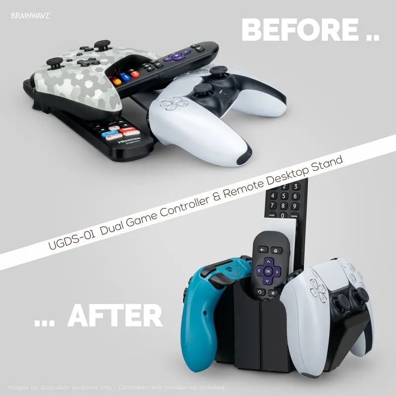 Doppio controller di gioco e telecomando TV e supporto da tavolo per archiviazione, riduce l'ingombro, adattabilità universale per gamepad