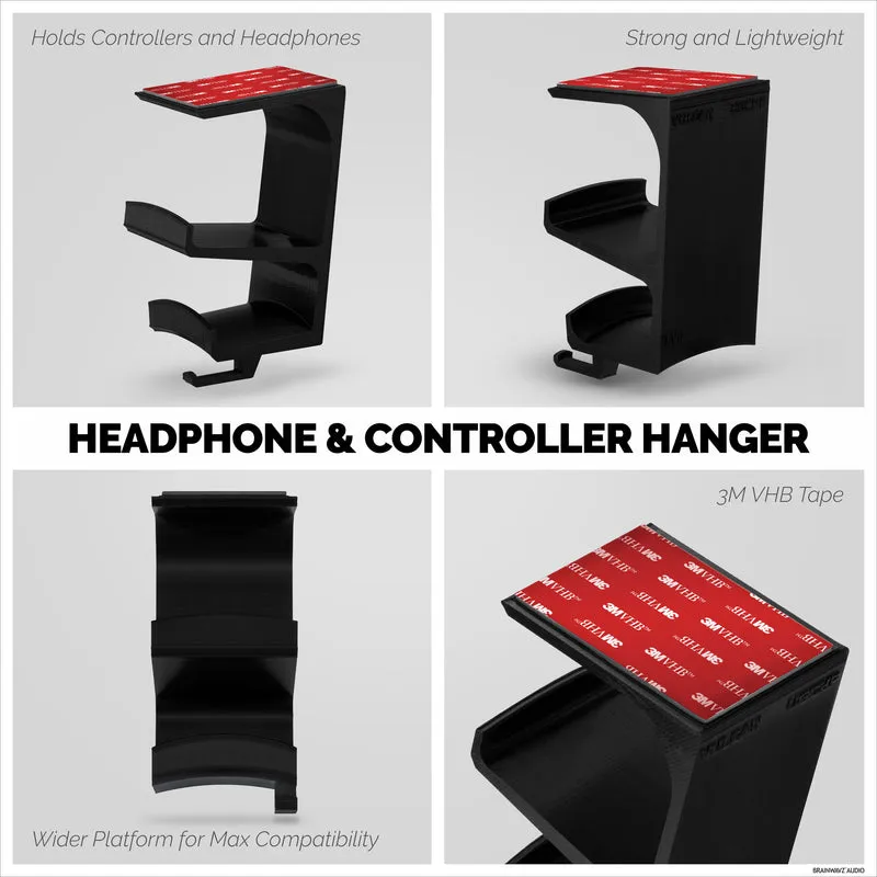 The Vulcan - Controller sotto la scrivania e gancio per cuffie - Montaggio adesivo, senza viti o disordine
