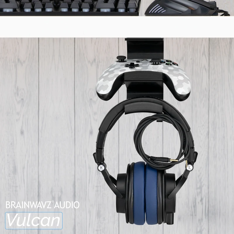 The Vulcan - Controller sotto la scrivania e gancio per cuffie - Montaggio adesivo, senza viti o disordine
