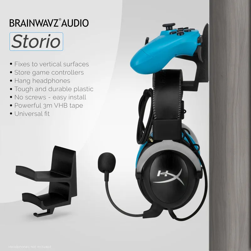 The Storio - Supporto da parete per controller di gioco e cuffie - Supporto adesivo universale, senza viti o disordine