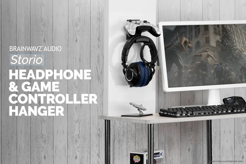 The Storio - Supporto da parete per controller di gioco e cuffie - Supporto adesivo universale, senza viti o disordine