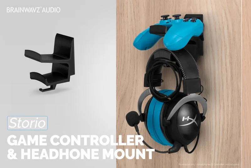 The Storio - Supporto da parete per controller di gioco e cuffie - Supporto adesivo universale, senza viti o disordine