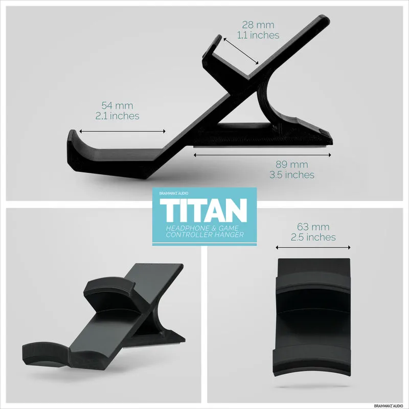 Titan - Gancio per cuffie da tavolo e controller di gioco - Xbox, PS5/PS4, supporto per gamepad universale per PC, senza viti o disordine
