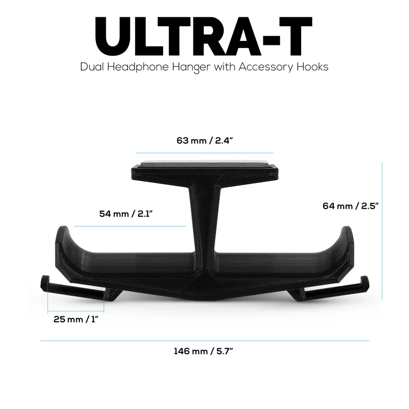 Ultra-T - Supporto per doppio supporto per cuffie sotto la scrivania