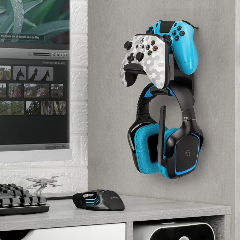 Uber Atlas - Doppio controller di gioco universale e gancio per cuffie - Facile da installare, senza viti e disordine