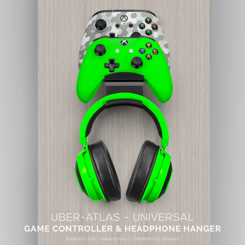Uber Atlas - Doppio controller di gioco universale e gancio per cuffie - Facile da installare, senza viti e disordine