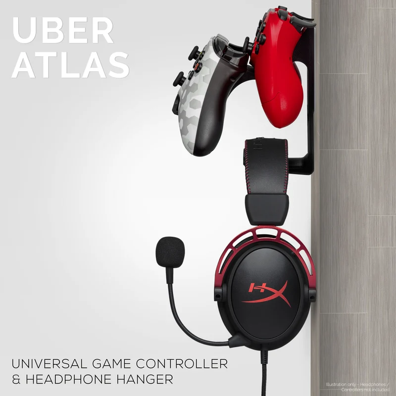Uber Atlas - Doppio controller di gioco universale e gancio per cuffie - Facile da installare, senza viti e disordine