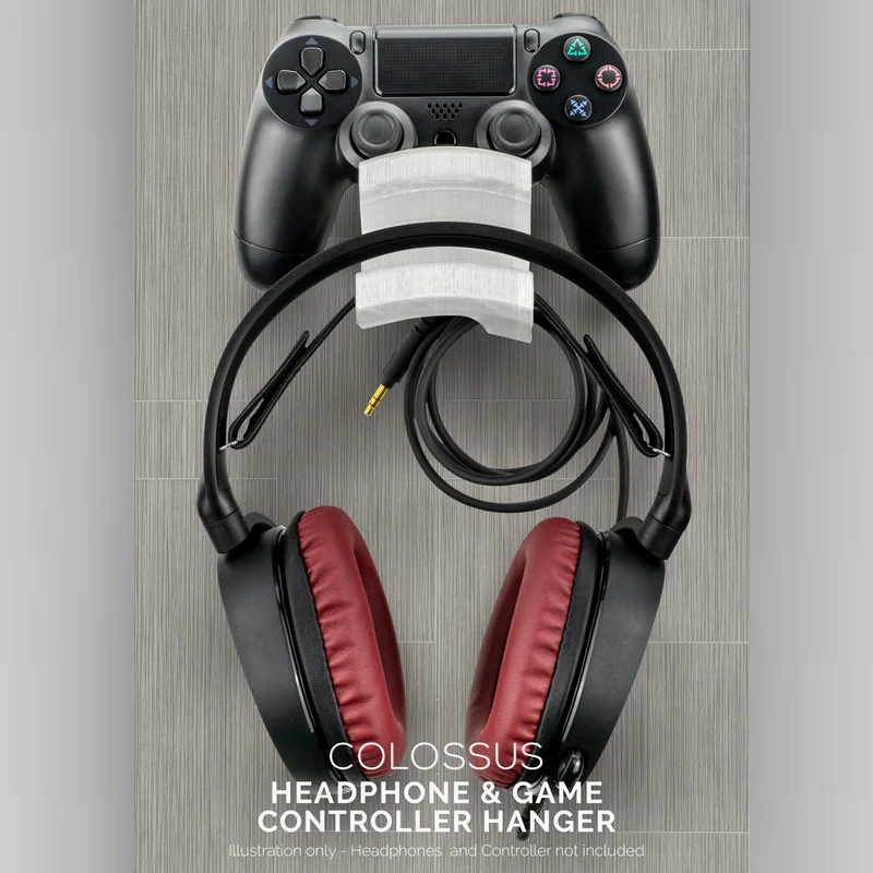 The Colossus - Gancio per cuffie e controller di gioco universale - Supporto adesivo, senza disordine e senza viti