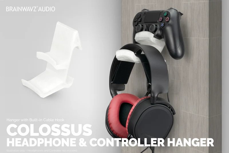 The Colossus - Gancio per cuffie e controller di gioco universale - Supporto adesivo, senza disordine e senza viti