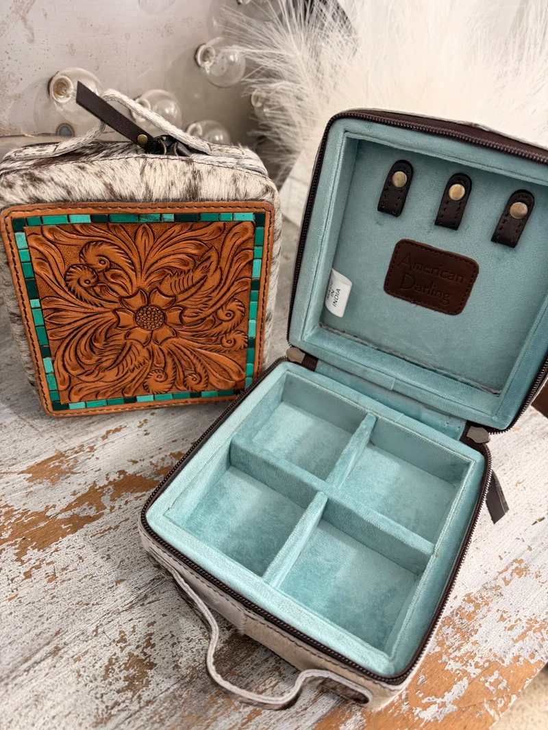 Cowhide / Tooled Leather Jewelry Box