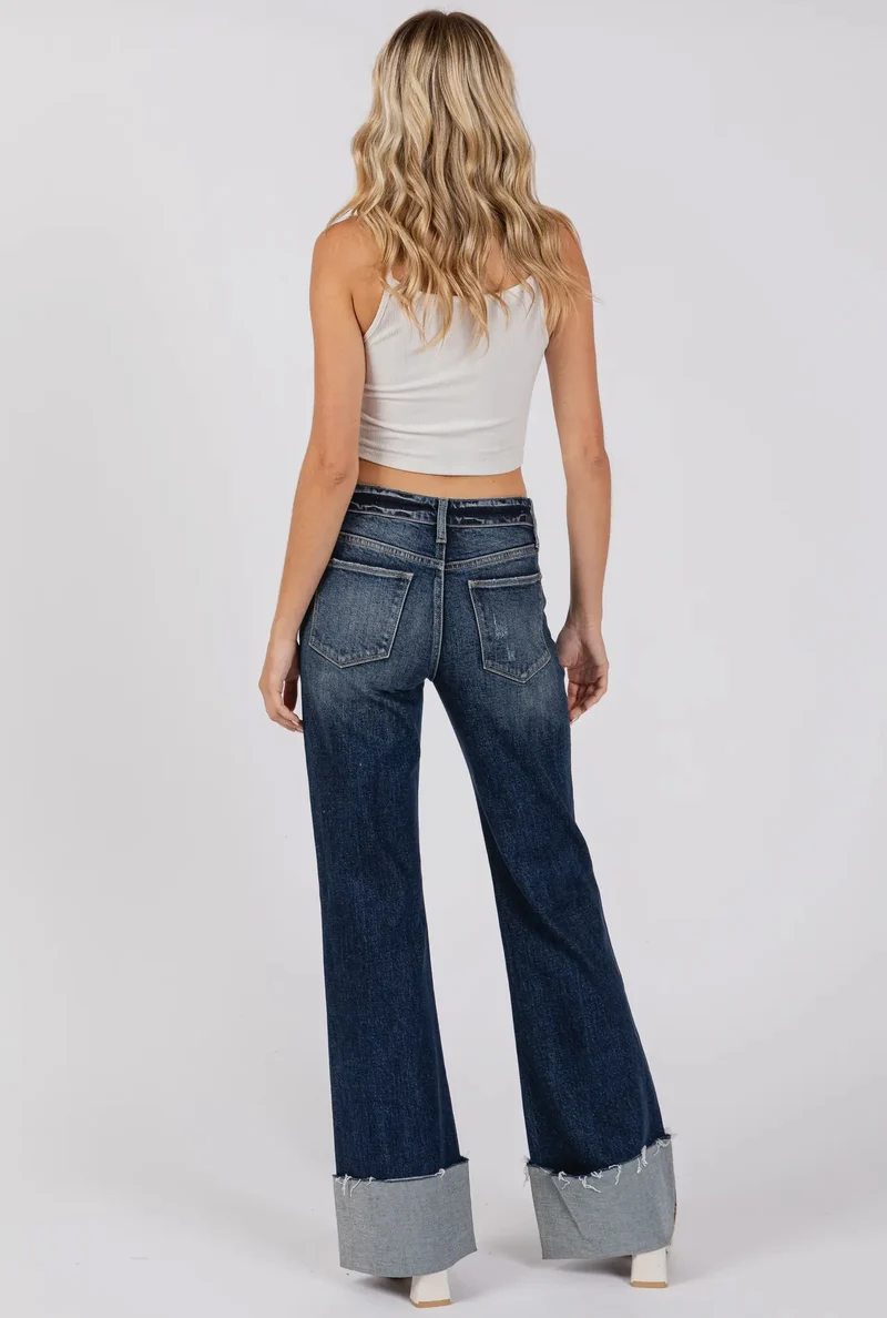 Petra || Mid Rise Cuffed Jeans