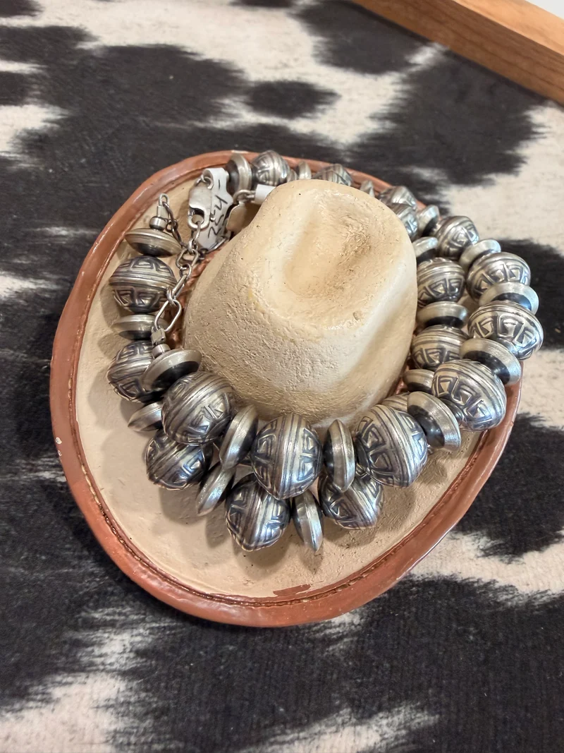 Navajo Stamped Saucer Pearl Bracelets