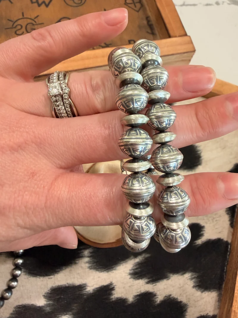 Navajo Stamped Saucer Pearl Bracelets