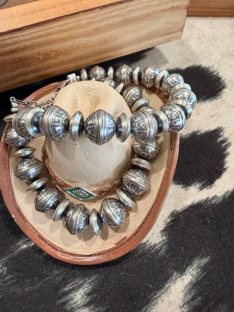 Navajo Stamped Saucer Pearl Bracelets