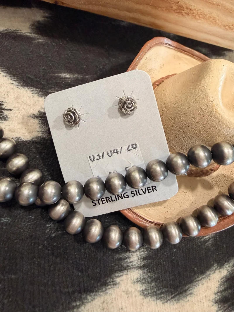 Sterling Rose Stud Earrings