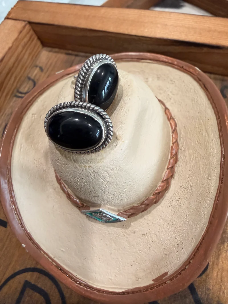 Black Onyx Oval Earrings