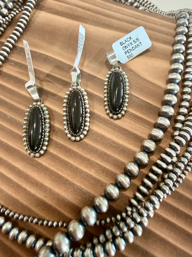 Scott Skeets Navajo Made Black Onyx Pendants