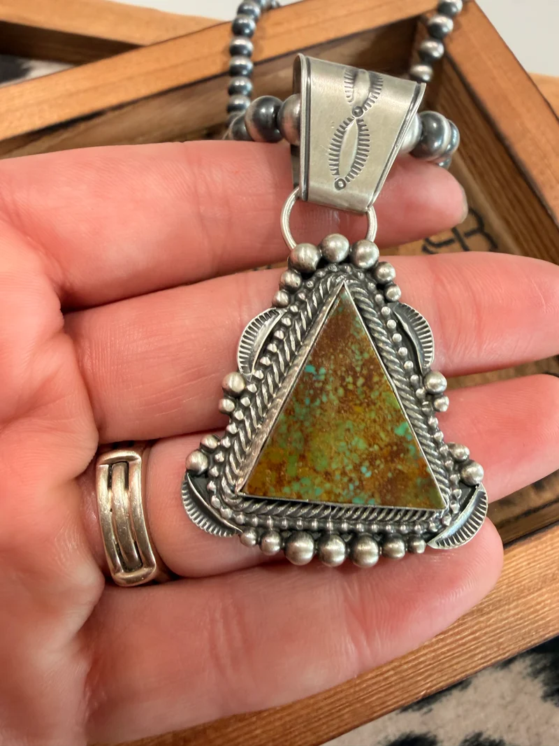 #8 Turquoise Pendant on 6mm Pearls