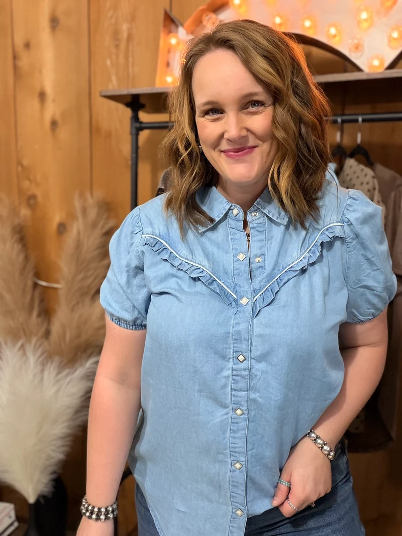 Rowdy Ruffles Denim Top