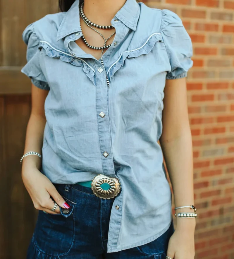 Rowdy Ruffles Denim Top