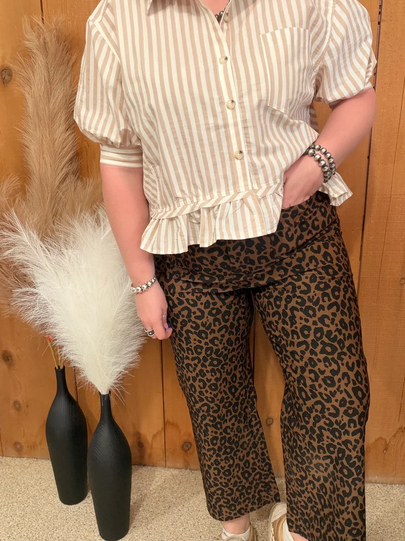Leopard Print Straight Leg Pants