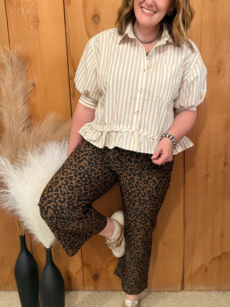 Leopard Print Straight Leg Pants