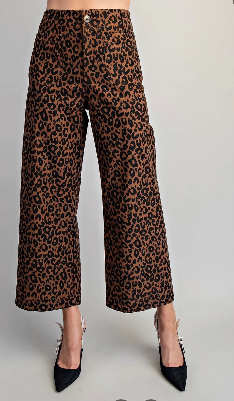 Leopard Print Straight Leg Pants