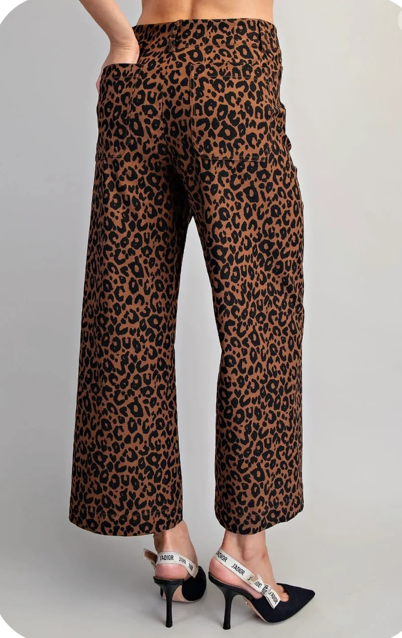 Leopard Print Straight Leg Pants