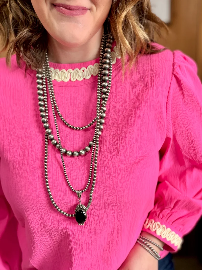 Ric Rac Detailed Hot Pink Top