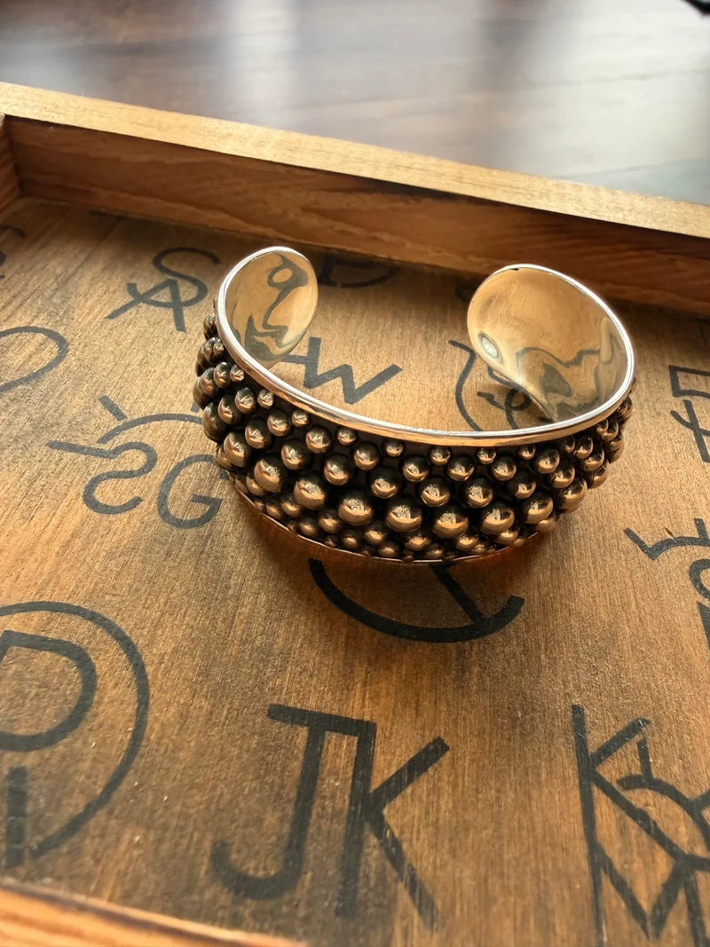 2-6mm Sterling Pearl Thick Cuff Bracelet