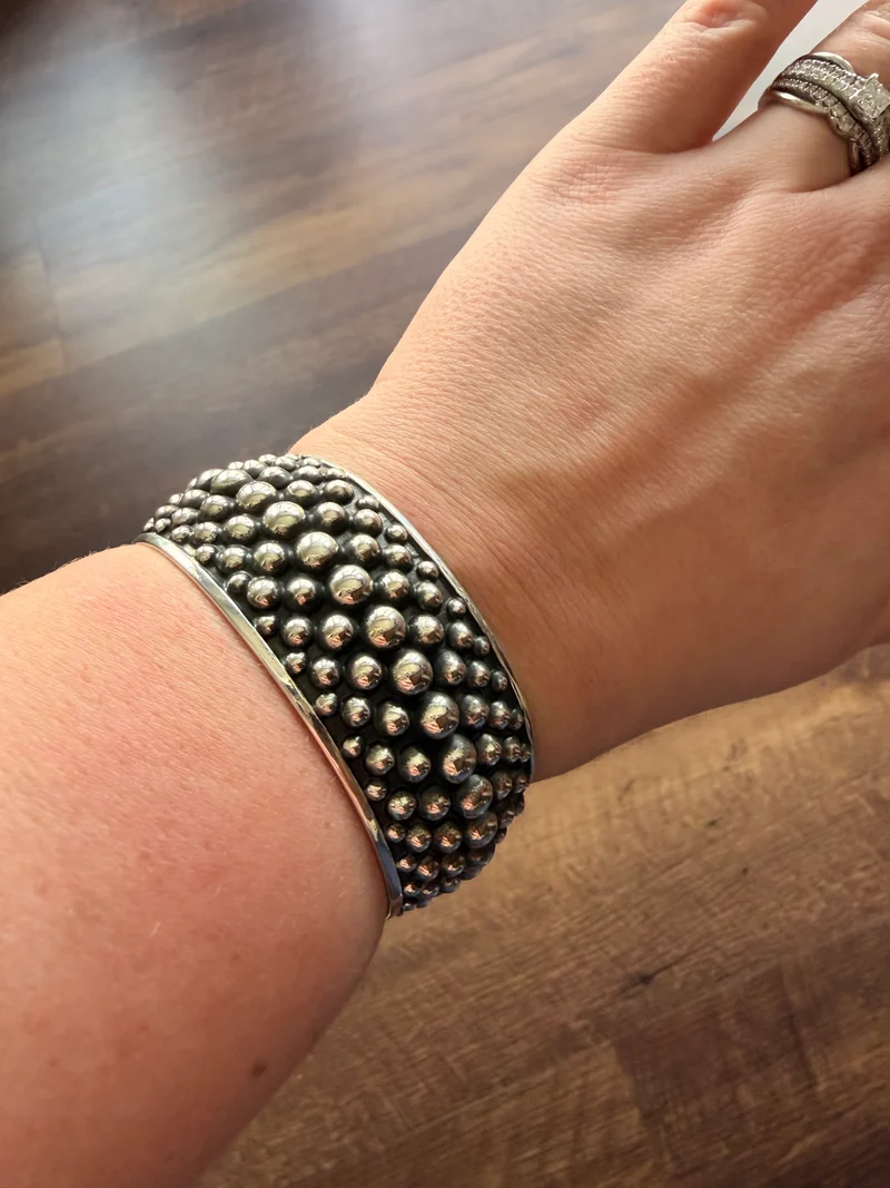 2-6mm Sterling Pearl Thick Cuff Bracelet