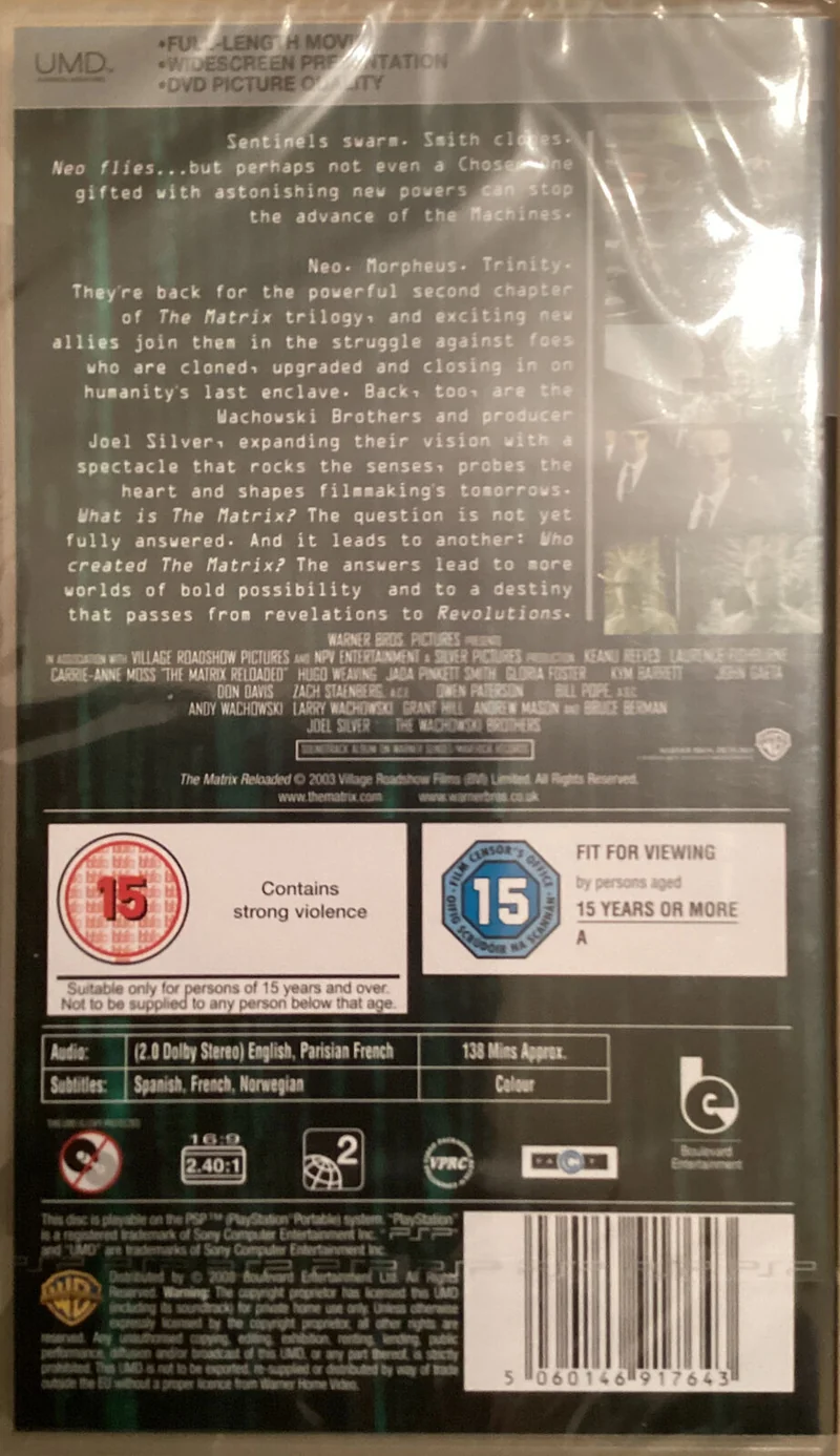 Matrix Reloaded UMD New Sealed