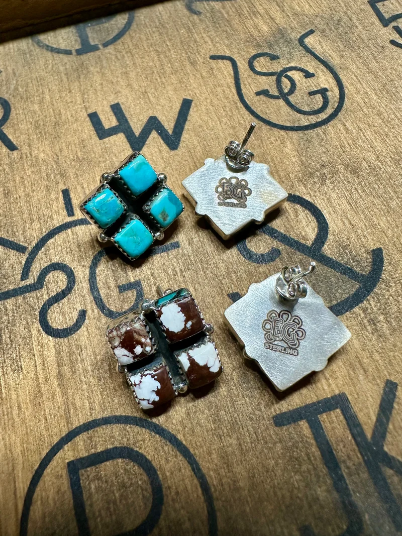 Multi Stone Stud Earrings