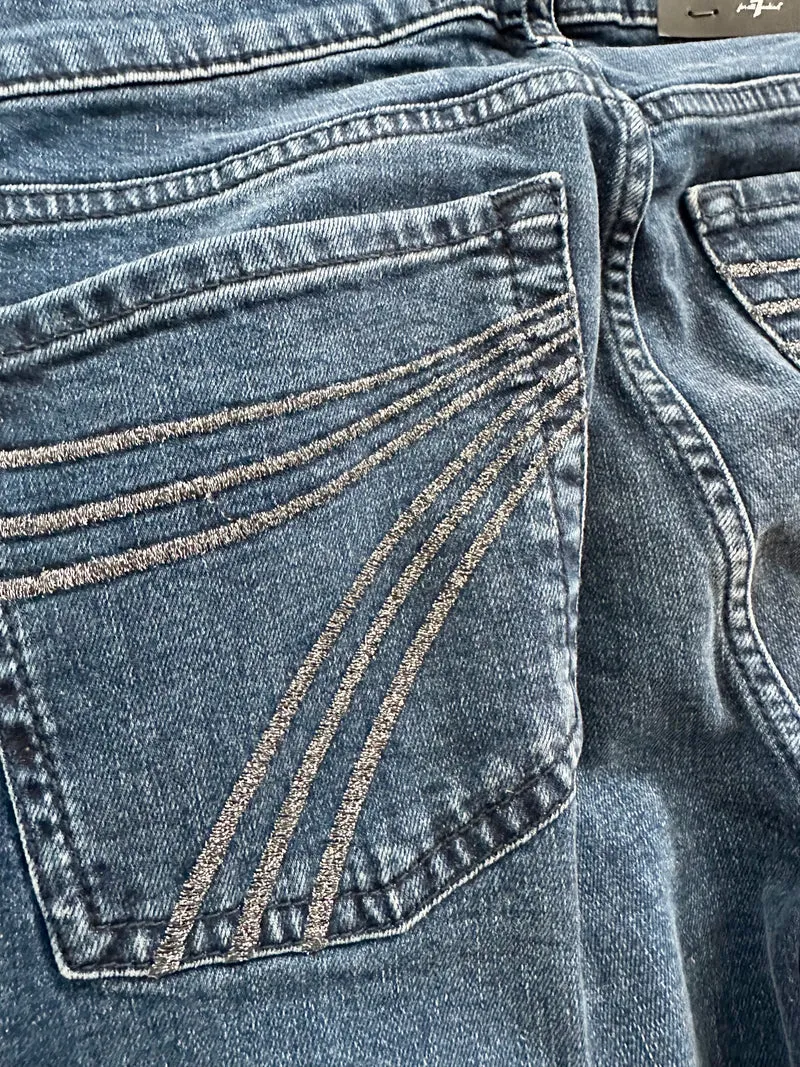 7FAM SILVER SPARKLE STITCH DOJOS - 34” inseam