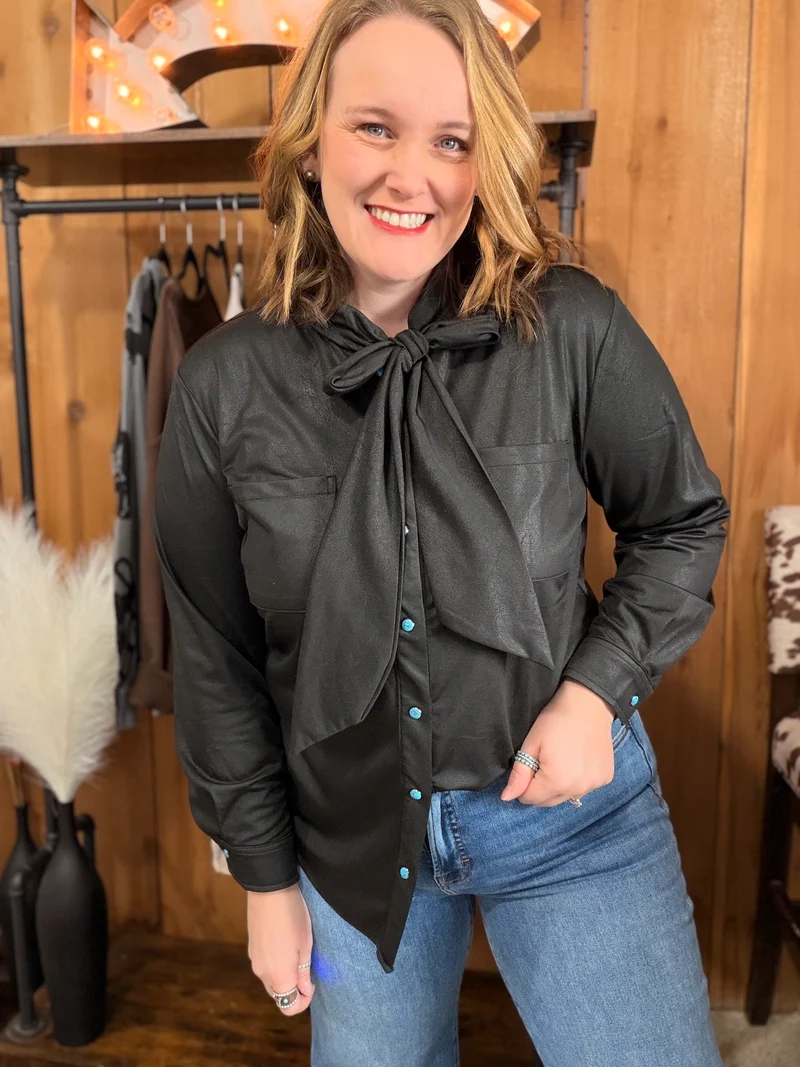 Midnight Leather Outlaw Bow Top