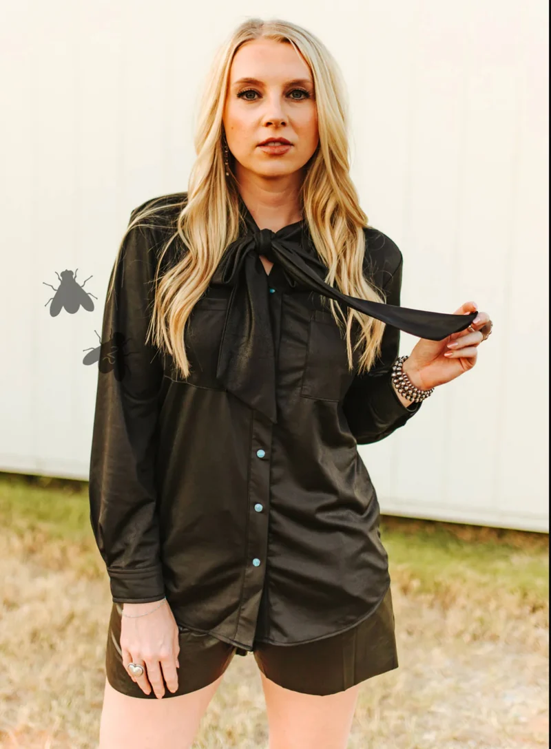 Midnight Leather Outlaw Bow Top