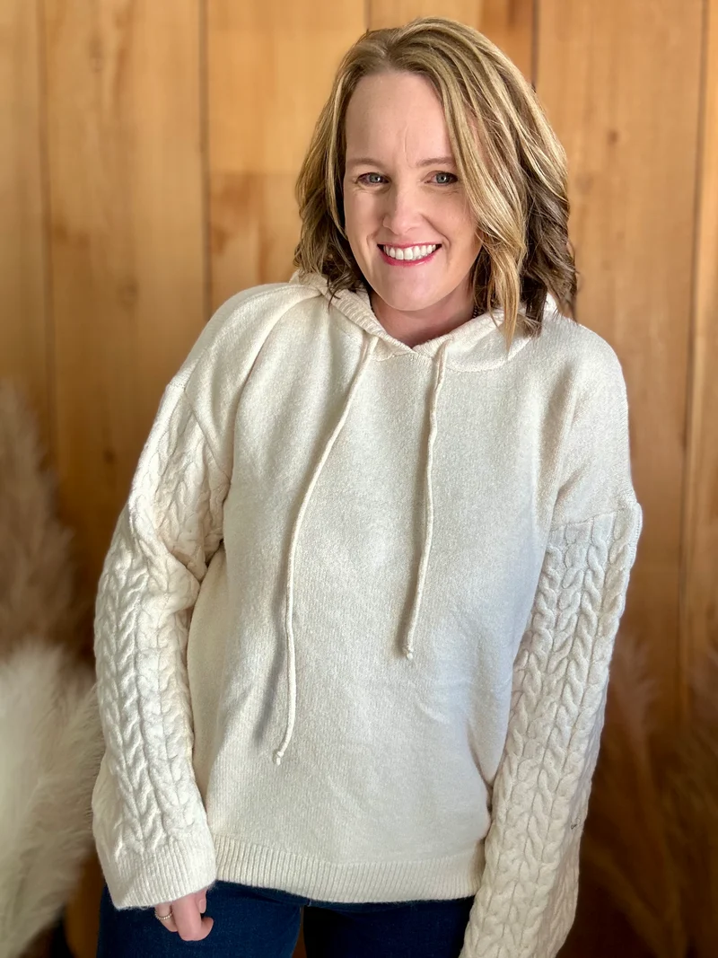 Cream Knit Hoodie