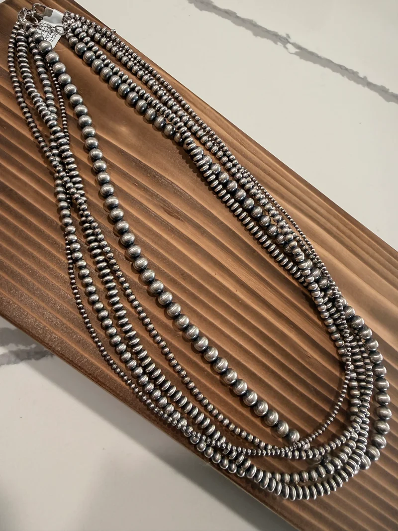 20” 5 Strand Sterling Silver Pearl Necklace