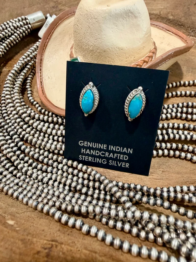 Bucky Belin Navajo Handmade Kingman Stud Earrings