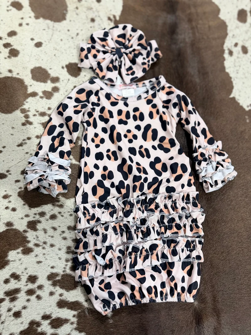 Leopard Baby Gown / Headband